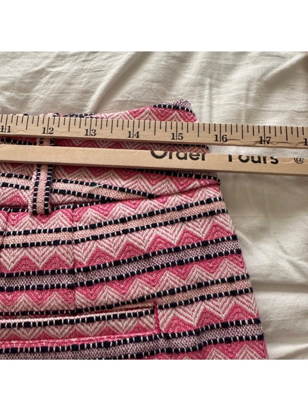 LOFT Womens Pink & Black Chevron Striped Jacquard Mini Skirt SZ 8 Preppy Y2K - Picture 5 of 6
